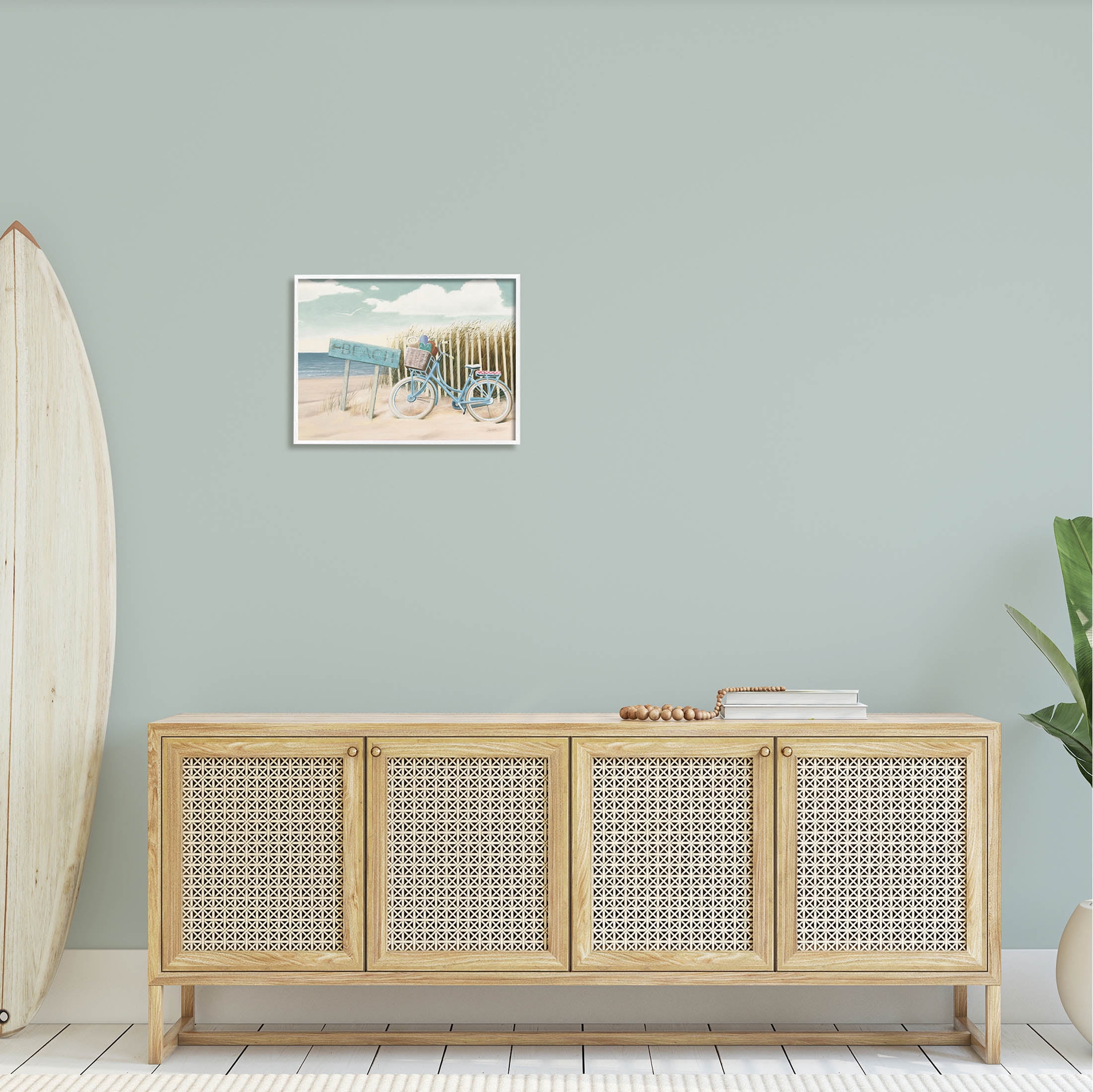 Stupell Industries Beach Cruiser Blue Bicycle Boast Graphic Art White Framed Art Print Wall Art, Design by James Wiens