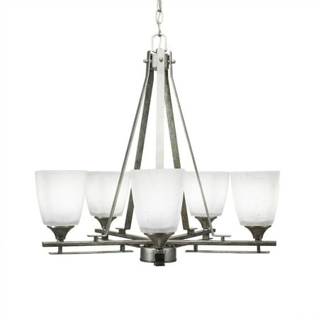 Aegis 5 Light - Toltec Lighting Uptowne 5 Light Chandelier Shown In Aged Silver Finish Glass Shade