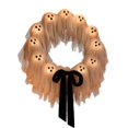 thumbnail image 6 of 16'' Light Up Gauze Ghost Wreath Warm LED Halloween Front Door Hanging Ornament Neutral Cottagecore Farmhouse Porch Wall Decor, Glowing White Ghost Ribbon Wreath for Party Wall Porch Decoration, 6 of 13