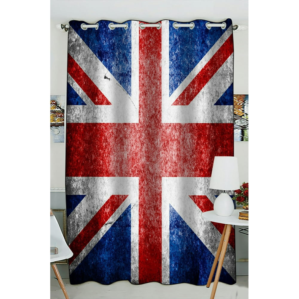 PHFZK British Flag Window Curtain, Union Jack Flag Vintage Style Window