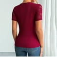 thumbnail image 4 of Blczomt Trendy Womens Casual Tops Lace Sexy Shirt Slim Fit 2025 Short Sleeve Red Womens Blouses Casual, 4 of 9