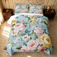 thumbnail image 2 of Erosebridal Chic Floral Quilt King, Retro Blossom King Coverlet Set, Gray Reversible, Sky Blue, 3-Piece (1 Bedspread and 2 Pillowcases), 2 of 7