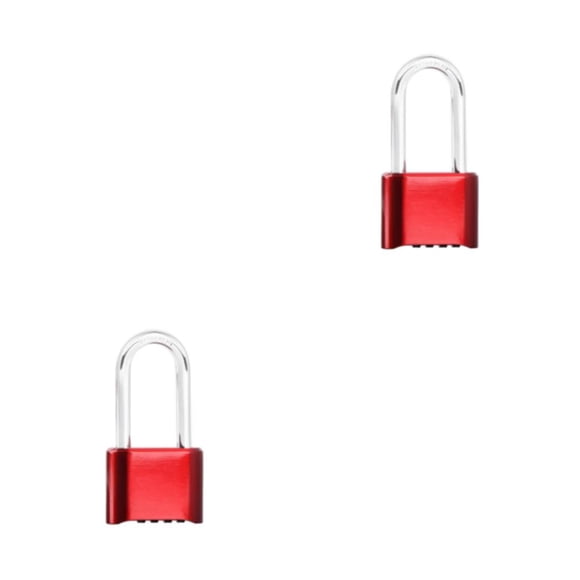 Riwesomey Candado codificado, reemplazo de Color sólido, antipérdida, antioxidante, contraseña de 4 dígitos, armario portátil, candado de rojo largo 2piezas