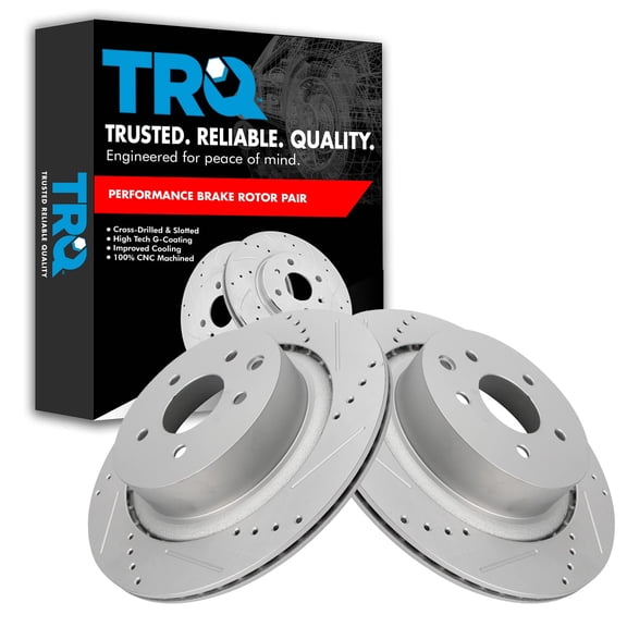 TRQ Rear Performance Brake Rotors Set Premium G-Coated Fits Select 2008-2013 INFINITI G37 2014-2015 Q60