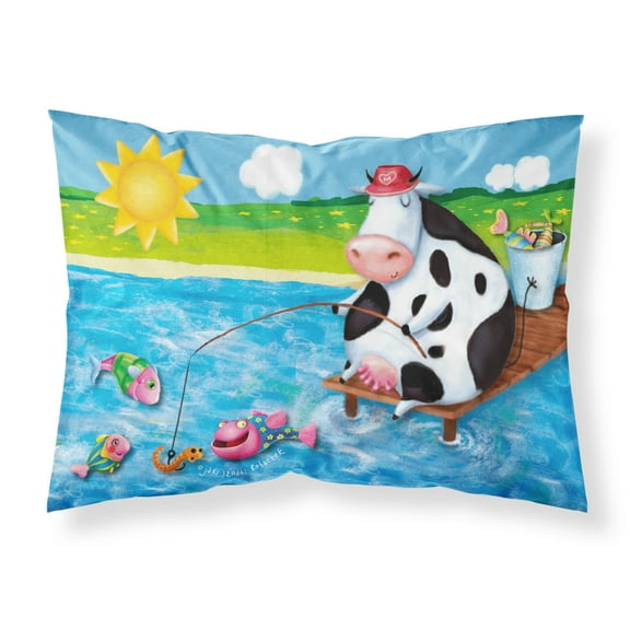 Carolines Treasures APH0085PILLOWCASE Cow Fishing off of a Pier Fabric Standard Pillowcase Standard multicolor
