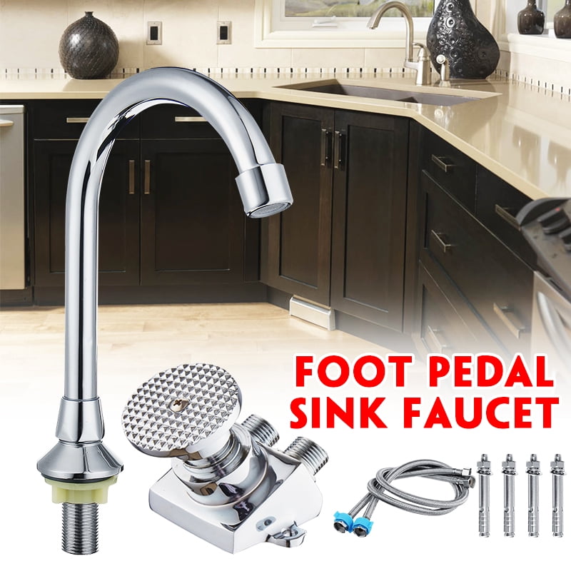 Foot Controlled Pedal Valve Faucet Hand Free Basin Sink Water Tap for