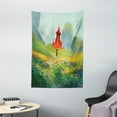 thumbnail image 1 of Fantasy Tapestry, Lady in Floral Field Meadow to Ancient Red Castle before Sublime Mountain Artwork, Wall Hanging for Bedroom Living Room Dorm Decor, 40W X 60L Inches, Red Green, by Ambesonne, 1 of 2