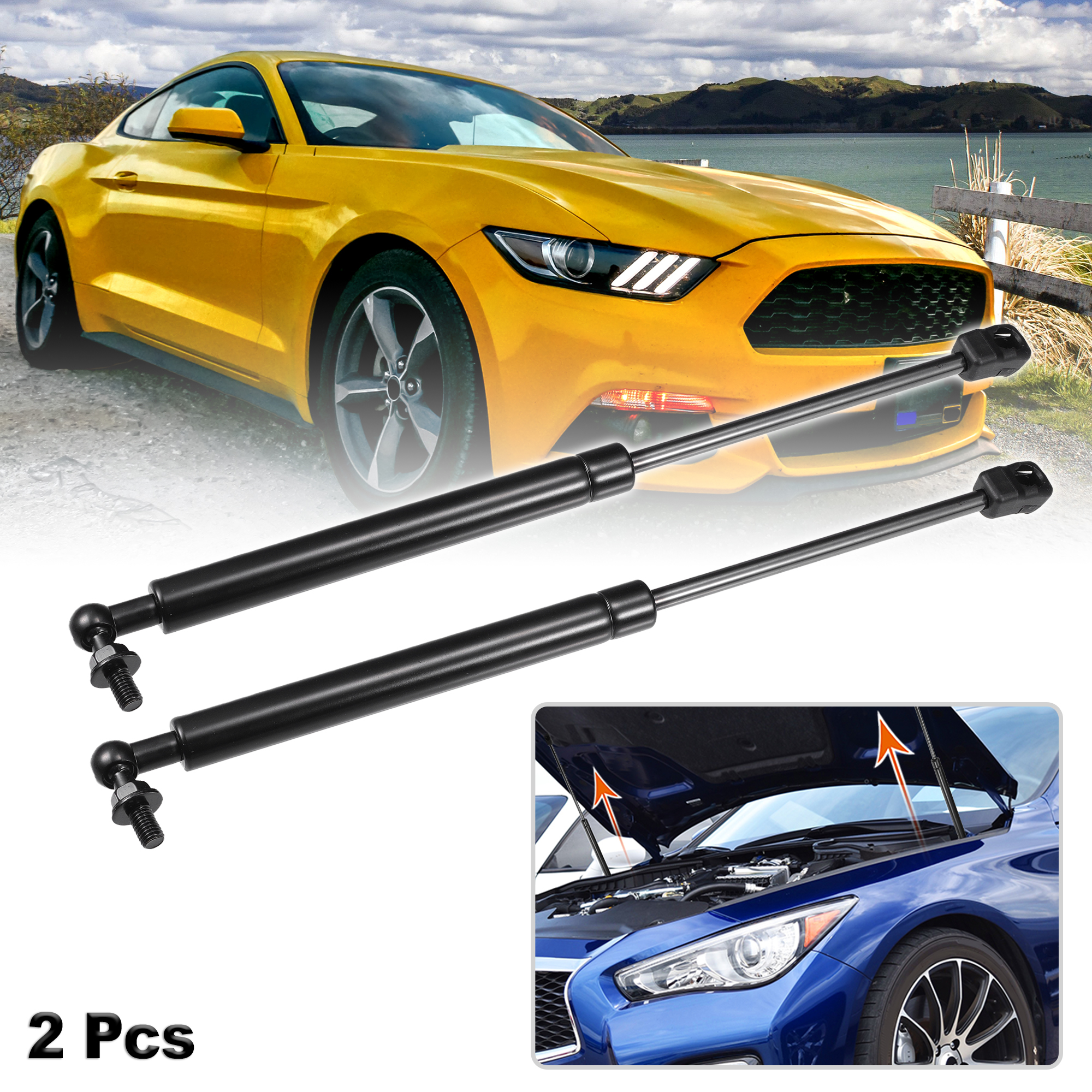 Unique Bargains 2Pcs Front Hood Lift Supports Struts for Ford MK6 2015-2020