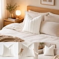 thumbnail image 6 of DefiDgd Velvet Throw Pillow Cover,Minimalist Striped Textured Square Cushion Case,Soft Decorative Pillow Slip for Sofa Couch Bed Living Room Bedroom Farmhouse Home Decoration(White), 6 of 7