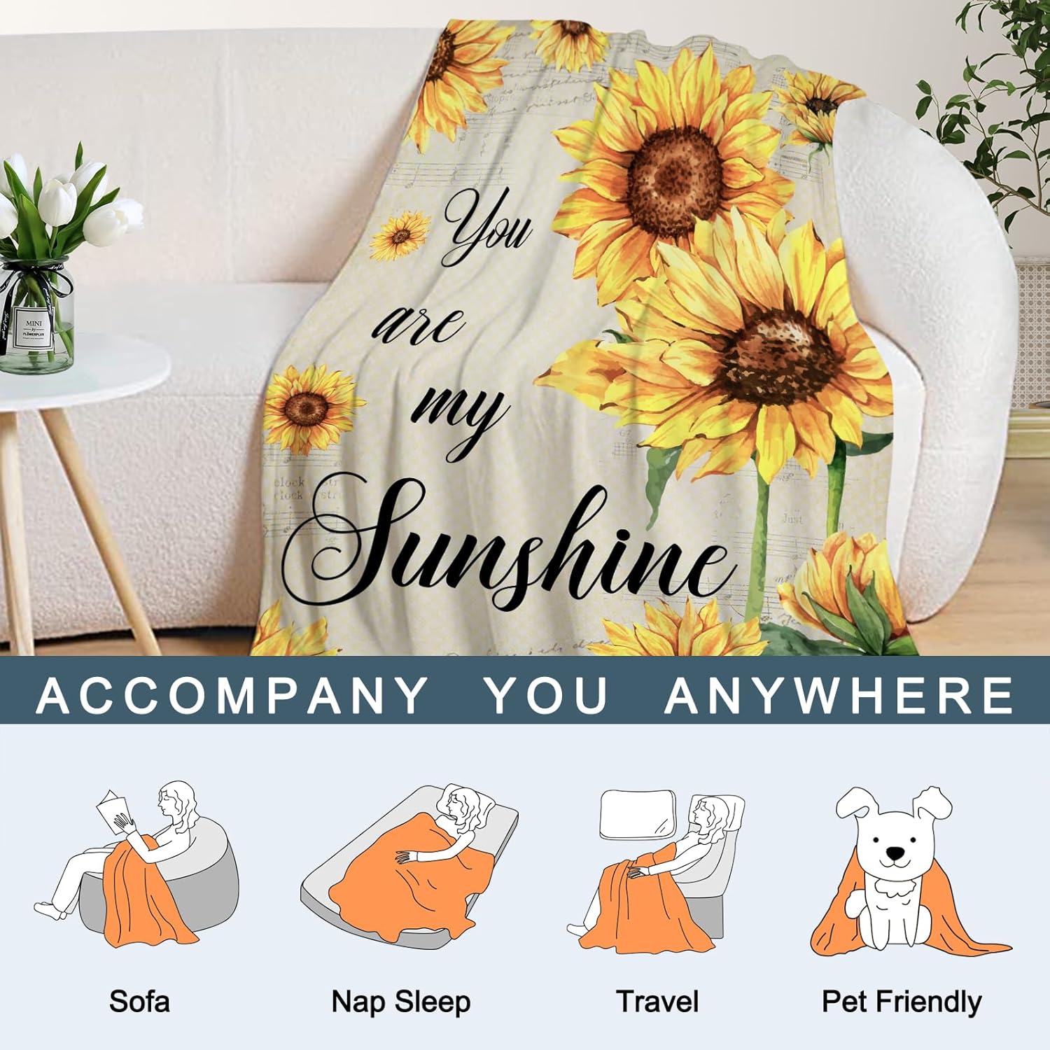 Sunflower Throw Blanket for Baby Small Spring Summer Floral Blanket Toddler Swaddle Crib Blanket Soft Fleece Blankets Gift for Baby Couch Bed Flower Decorative Blanket 30x40