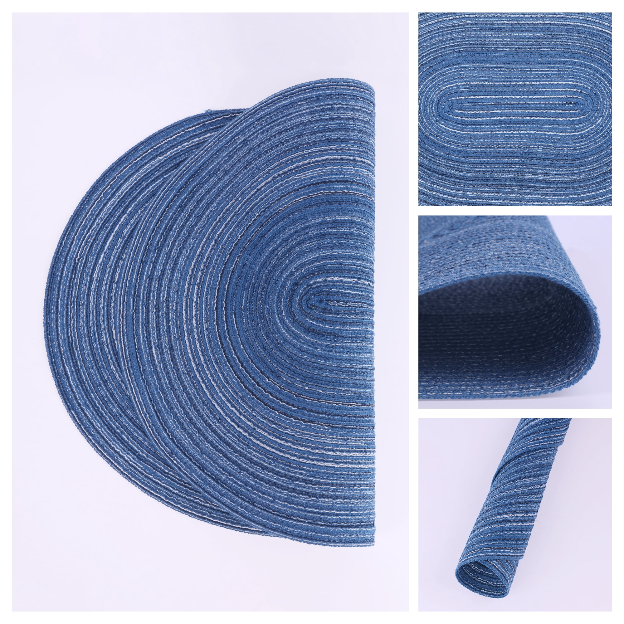 REGALWOVEN Farmhouse Placemats Set of 6 Oval Placemats for Dining Table Decor Indoor Outdoor Kitchen Table Mat Wipe Clean Blue 19.7*14Inch