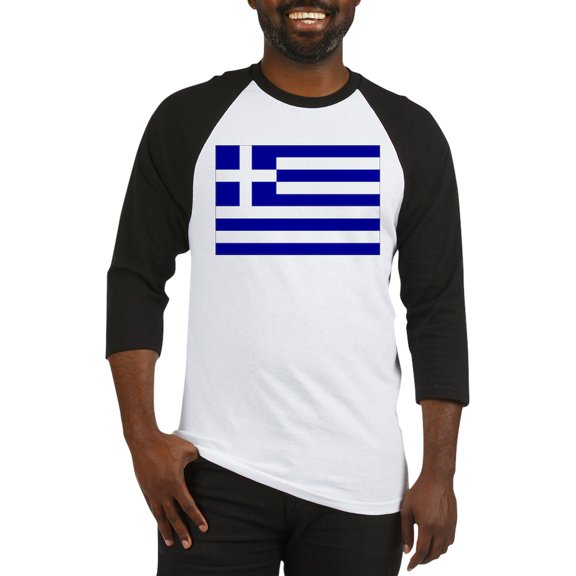 CafePress - Greece Flag Baseball Jersey - Cotton Baseball Jersey, 3/4 Raglan Sleeve Shirt