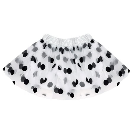 SeasonsTrading White & Black Polka Dot Tulle Tutu Lined Skirt - Girls Dalmatian Dog Princess Costume, Birthday Party, Pretend Play, Dance Dress