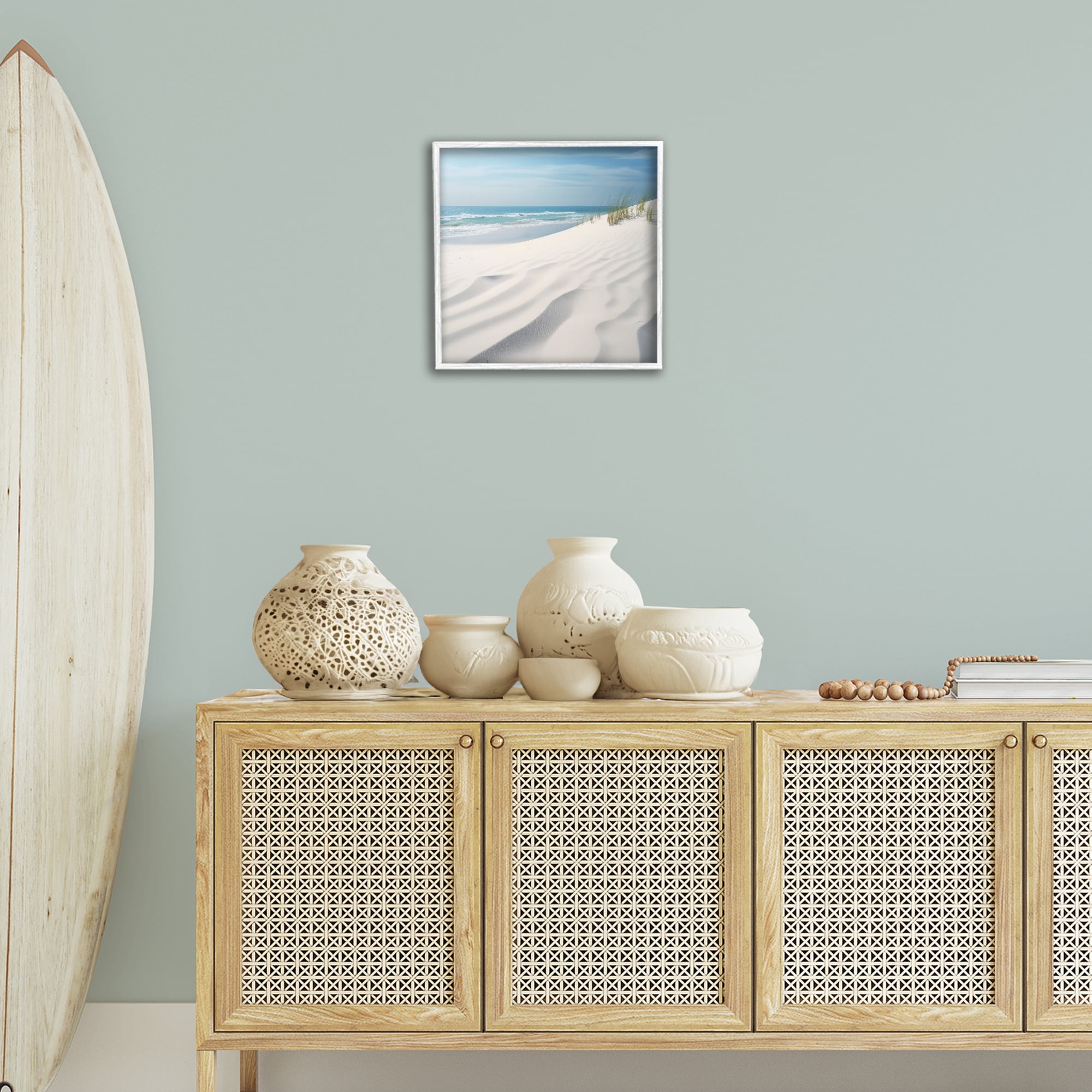 Stupell Industries Seabreeze Windy Dunes Landscape Photography White Framed Art Print Wall Art, 17 x 17