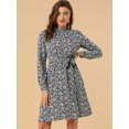 thumbnail image 2 of Vestido Floral de Una Línea de Manga Larga Allegra K Armada S, 2 of 6