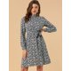 thumbnail image 2 of Vestido Floral de Una Línea de Manga Larga Allegra K Armada S, 2 of 6
