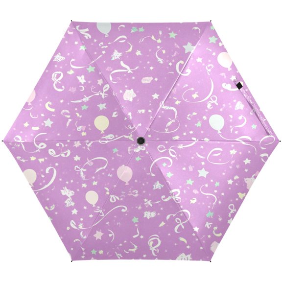 Pink Elements Pattern Umbrellas for Sun Auto Open Close UV50  Waterproof 5-Fold Compact Fiberglass Frame