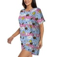 thumbnail image 2 of Bixox Women's Bees And Daisies Striped Printed Pajama Set 2 Piece Lounge Set Top and Shorts Soft Pajamas, Shorts with Pockets, 2 of 7