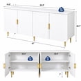 thumbnail image 2 of Entrintou 64.8"Fluted Sideboard Buffet Cabinet,4 Door,6 Center-Support Legs,150 lb Top, For Dining Room, Living Room,White with Gold Hardware, 2 of 11