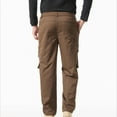 thumbnail image 3 of Ceisia Men Solid Color Fleece Multi Pocket Work Pants Loose Drawstring Gift Elastic Cuff Trousers, 3 of 7