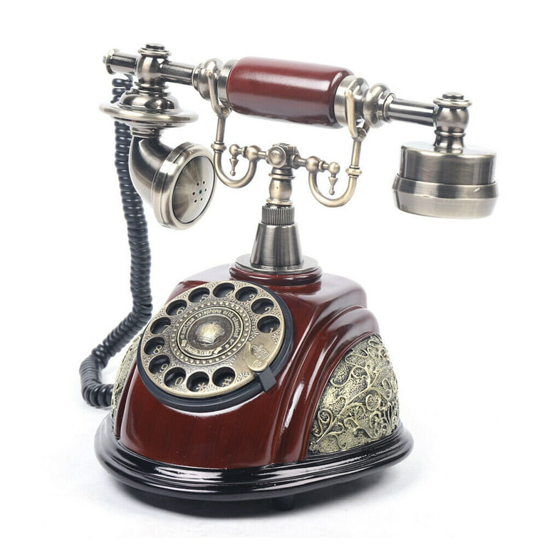 Vintage Rotary Dial Telephone Old Fashion Handset Phone High Quality Zinc  Alloy Handle Electroplating Structural Optimization Design Wine Red