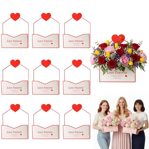 10 Pack Valentine Envelope Boxes,Floral Envelope Box Empty Flower Stripe Paper Box Florist Bouquet Gift for Arrangements Gift Packaging Birthday Wedding Party