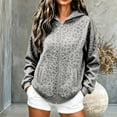 thumbnail image 2 of Women's Leopard Print Zip Up Long Sleeve Hoodie Oversized Casual Pullover With Pockets, Versatile Hooded Sweatshirt For Everyday Wear, 2 of 5