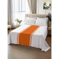 thumbnail image 3 of King Size Flat Sheet Only, Orange Solid Color Texture Soft Brushed Microfiber Bed Sheets, Simple Orange Stripes Hotel Quality Breathable Bedding Top Sheet, Easy Care, 105"x98", 3 of 9