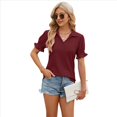 thumbnail image 1 of Blusas Informales Elegantes para Mujer, Camisas con Cuello de Solapa, Blusas de Verano Informales de Negocios A , Color Vino Tinto L, 1 of 9