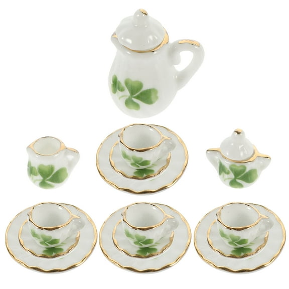 OUNONA 15-Piece Mini Tea Cup Set for Dollhouse Play, Assorted Kids Toy Accessories for Pretend Tea Parties
