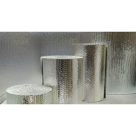 US Energy Products Double Sided Reflective Heat Radiant Barrier Aluminum Foil Insulation (1/4 Thick R8 Double Poly-Air) Roll: Walls Attics Air Ducts Windows Radiators HVAC Garages + More (12" x 25')