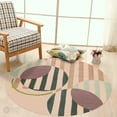 thumbnail image 2 of 17X17 Area Rug, Beige Color, Bedroom, Hallway, Round Carpet, Geometric Wool, Handmade Rugs, 2 of 7