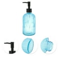 thumbnail image 5 of Unique Bargains 1 Pc Convenient Vertical Stripes Soap Dispenser 13.53oz Blue Black, 5 of 6