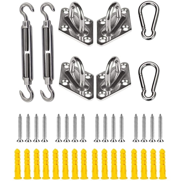 304 Stainless Steel Sun Shade Sail Fixing Kit,M5 Sunshade Canopy Hardware Kit for Install Rectangle and Triangle Shade Sails Deck Garden Lawn Patio Outdoor Metal Sail Shade Pergola Kit(40PCS)