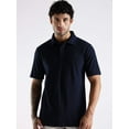 thumbnail image 5 of Men Solid Navy Blue Cotton Polo with Embroidered Logo and Collar Stand, 5 of 6