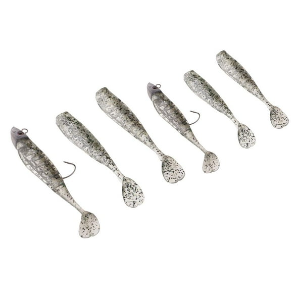 S SERENABLE 6pcs Fishing Lure Soft Plastic Bait Jig Head Swimbait Grub Worm LY1-02