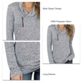 thumbnail image 4 of Jersey de manga larga de poliéster para mujer, camisa ajustada con cremallera en el cuello para otoño invierno gris XXL, 4 of 5