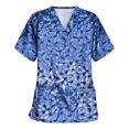 thumbnail image 1 of Pntutb Blusa de uniforme de trabajo con cuello en V y manga corta para mujer Pntutb Pntutb-5445, 1 of 3