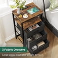 thumbnail image 5 of Nightstand with Charging Station, 27.6 Inch Bedside Table with Fabric Drawers, End Table with USB Ports and Outlets, Night Stand for Bedroom,Rustic Brown and Black, 5 of 18