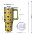 thumbnail image 2 of OBREWU Yellow Boston Terrier and Flower Tumbler with Handle and Lid,Yellow Boston Terrier and Flower 40oz Double Wall Vacuum Insulated Tumbler,Cups Gift for Women and Men, 2 of 7