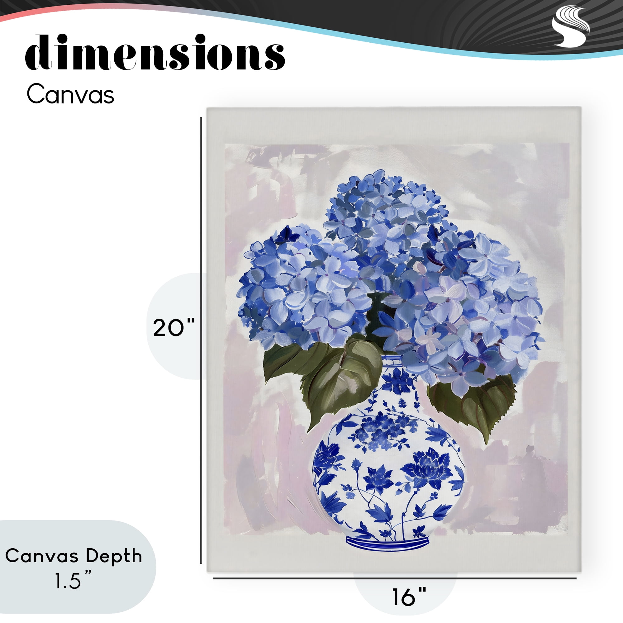 Stupell Industries Blue Hydrangea in Porcelain Vase Canvas Wall Art, design by The Prints Vibe