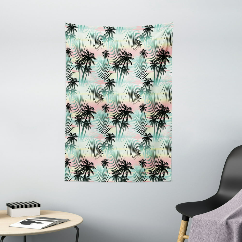 Hawaii Tapestry, Summer Season Palm Trees and Exotic Fern Leaves with ...