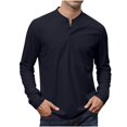 thumbnail image 1 of pstuiky camisas de manga larga para hombre, Camiseta deportiva informal de manga larga con botones y cuello en V para hombre Tops casuales para hombres l, 1 of 6