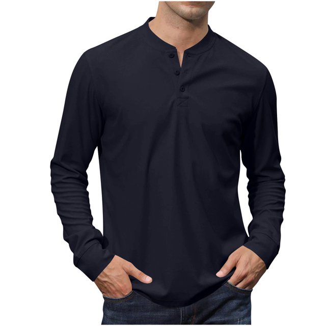pstuiky camisas de manga larga para hombre, Camiseta deportiva informal de manga larga con botones y cuello en V para hombre Tops casuales para hombres l