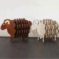thumbnail image 5 of 2 Sets Sheep Coaster Set Wooden Sheep Figurines Home Decor, 5 of 5