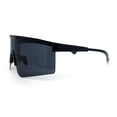 thumbnail image 5 of Mens 80s Vibe Color Mirror Rimless Oversized Shield Sport Sunglasses [All Black], 5 of 7