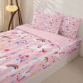 thumbnail image 3 of Erosebridal Cute Unicorn Zipper Twin Comforter Sets with Fitted Sheet and 2 Pillowcases,Rainbow Floral Heart Zipper Bedding Set For Girls,Pink Reversible,4pcs, 3 of 7