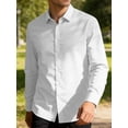thumbnail image 3 of Deago Men's Dress Shirts Solid Long Sleeve Stretch Wrinkle-Free Wedding Formal Shirt Business Casual Button Down Shirts (White, 2XL), 3 of 8