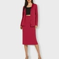 thumbnail image 5 of Women's 2 Piece Midi Skirt Sets Solid Color Business Casual Outfits Long Sleeve Cardigan Matching Dressy Suits, 5 of 7