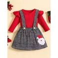thumbnail image 3 of Suealasg Toddler Baby Girls Christmas Skirt Set 3M 6M 12M 18M  Solid Color Rib Knit Rompers Santa Embroidery Houndstooth Suspender Skirts 2 Piece Casual Autumn Clothing for Infant Girls, 3 of 9